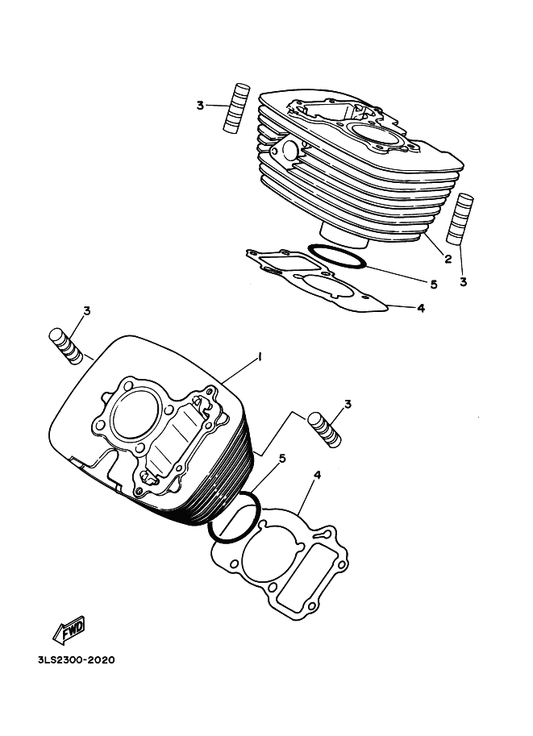 Yamaha 3BG-11320-00 Cylinder 2 — shown on the Cylinder parts diagram