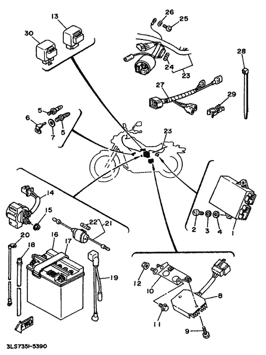 Yamaha 2UJ-82150-02 Fuse Holder Assy — shown on the Electrical 1 parts diagram