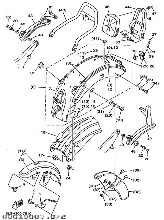 Yamaha 1J3-24742-00 Grommet — shown on the Alternate parts diagram