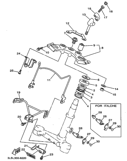 Yamaha 3DM-23484-00 Cap, Handle Lock — shown on the Steering parts diagram