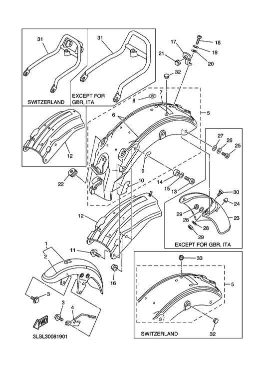 Yamaha 2UJ-21670-20 Reinf. Comp. — shown on the Fender parts diagram