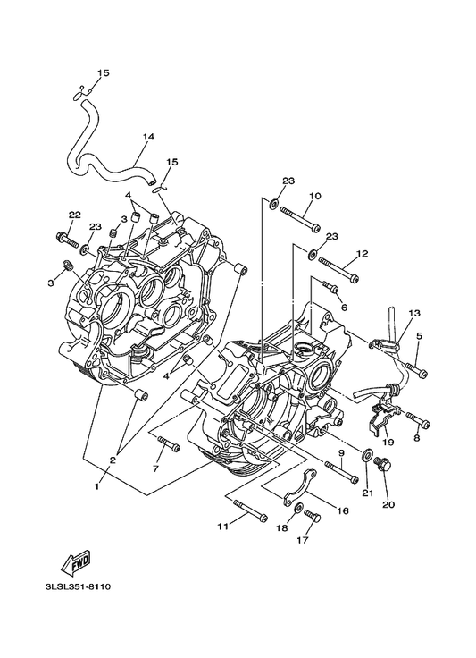 Yamaha 2UJ-11166-00 Pipe, Breather 1 — shown on the Crankcase parts diagram