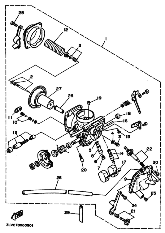 Yamaha 3DM-14504-01 . Rod Set — shown on the Carburetor parts diagram
