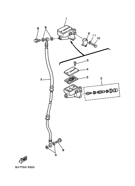 Yamaha 2UJ-25870-00 Master Cylinder Sub Assy — shown on the Front Master Cylinder parts diagram