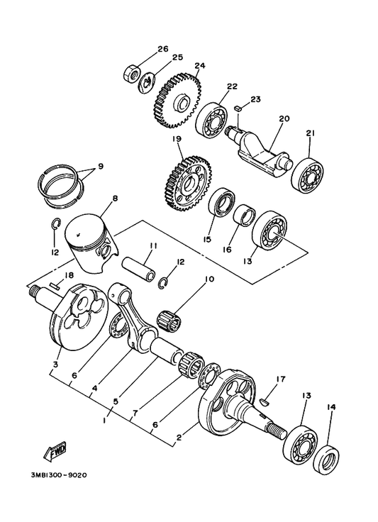 Yamaha 90215-12272 Washer, Lock — shown on the Crankshaft & Piston parts diagram