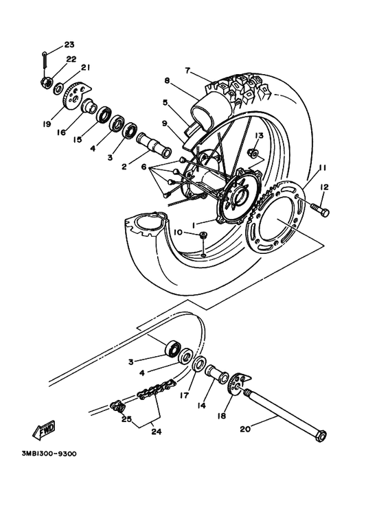 Yamaha 94141-186T1 Tire — shown on the Rear Wheel parts diagram