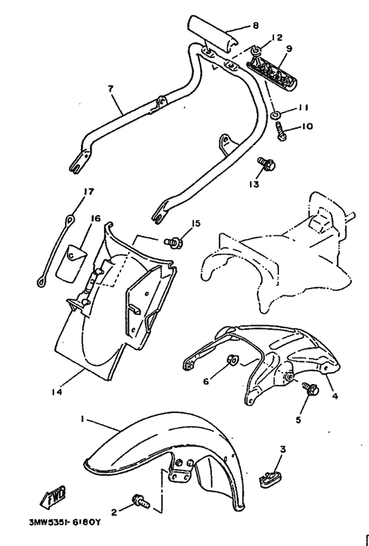 Yamaha 90202-07127 Washer, Plate — shown on the Fender parts diagram