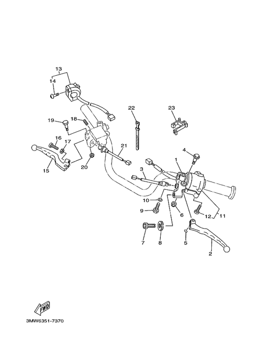 Yamaha 3MW-82917-00 Switch — shown on the Handle Switch & Lever parts diagram