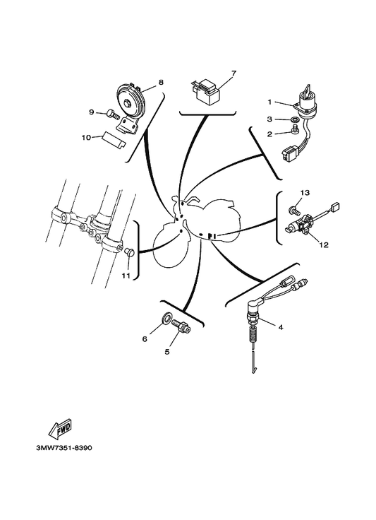 Yamaha 360-21717-01 Damper — shown on the Electrical 2 parts diagram