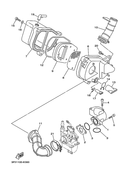 Yamaha 5HN-14451-00 Element, Air Cleaner — shown on the Intake parts diagram