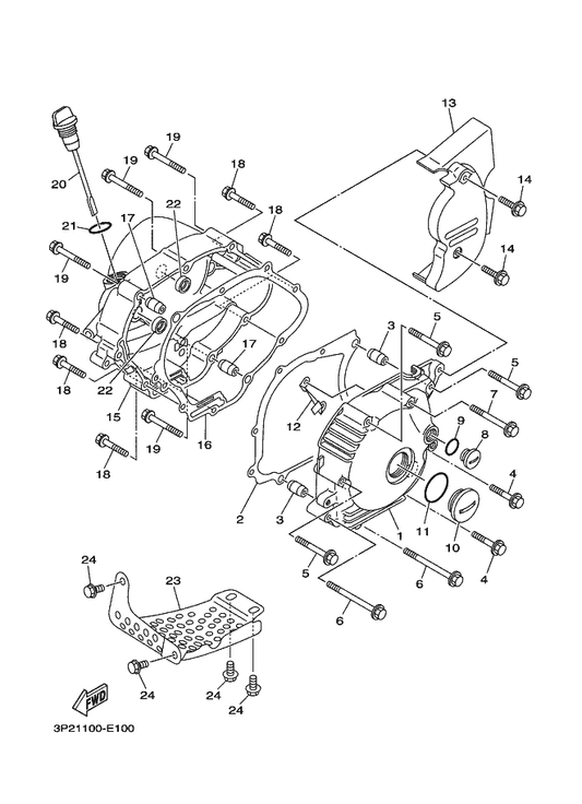 Yamaha 4NM-15113-00 Plate — shown on the Crankcase Cover 1 parts diagram