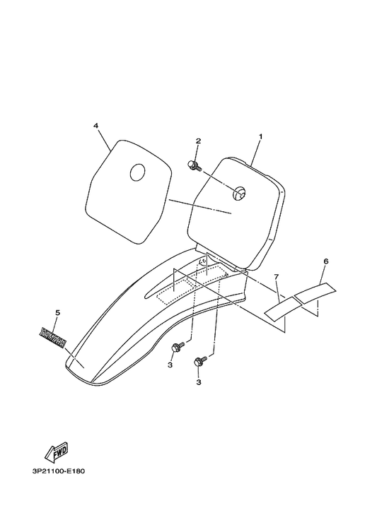 Yamaha 5HN-21511-00 Fender, Front — shown on the Fender parts diagram