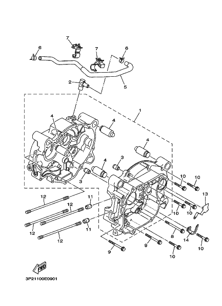 Yamaha 90465-06376 Clamp — shown on the Crankcase parts diagram