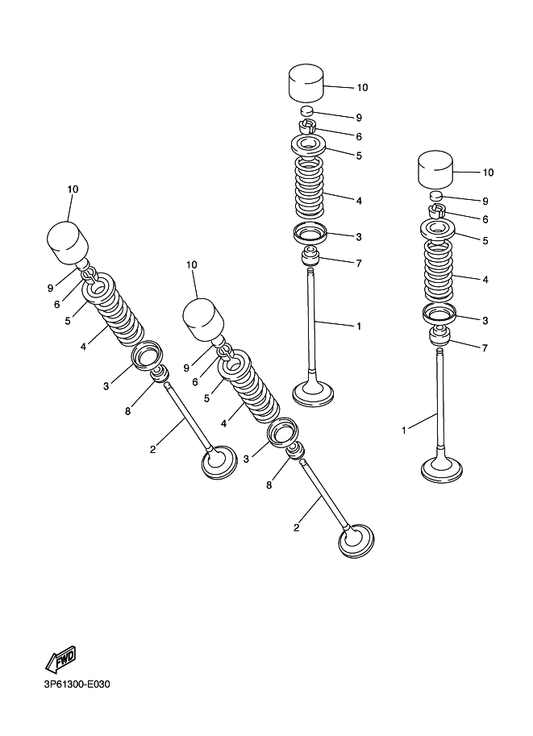 Yamaha 3P6-12129-00 Seal, Valve Stem — shown on the Valve parts diagram