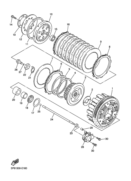 Yamaha 3P6-16384-00 Plate, Seat — shown on the Clutch parts diagram