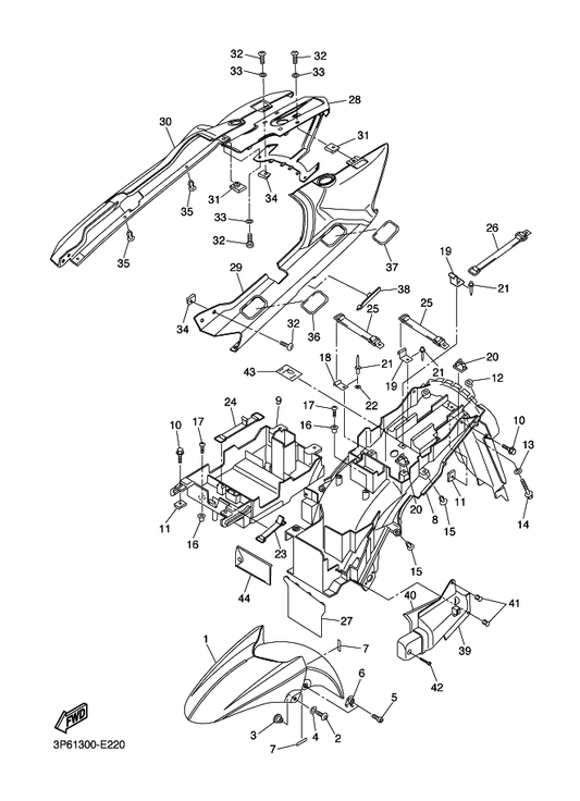 Yamaha 3P6-2472K-00-P0 Cover, Tail 2 — shown on the Fender parts diagram