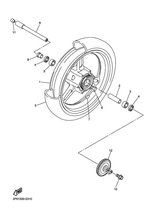 Yamaha 5VS-2517A-00 Housing, Sensor Front — shown on the Front Wheel parts diagram