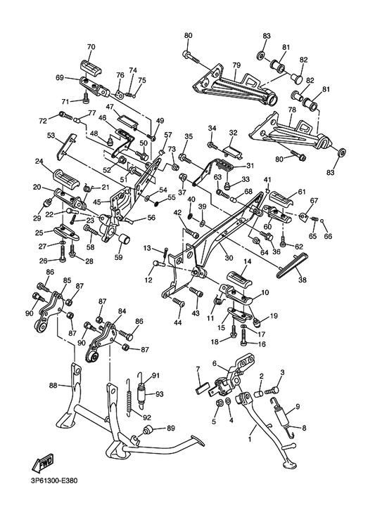 Yamaha 92907-10200 P82 Washer, Plain — shown on the Stand & Footrest parts diagram