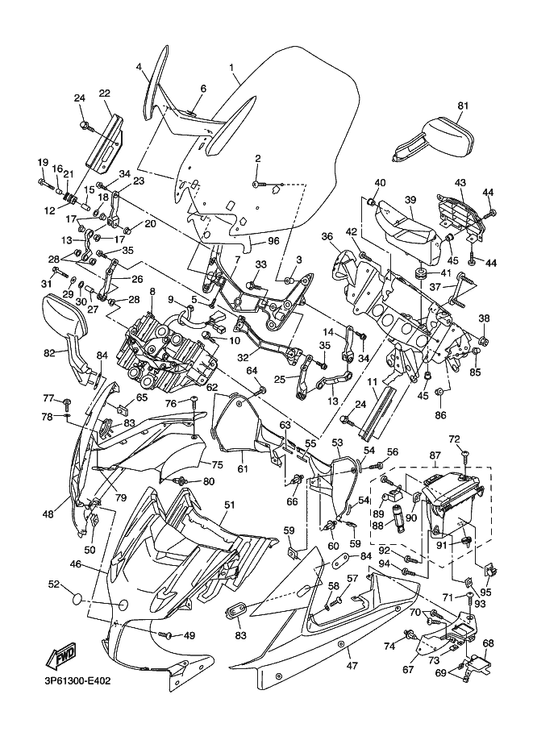 Yamaha 3P6-28349-00 Cap — shown on the Cowling 1 parts diagram