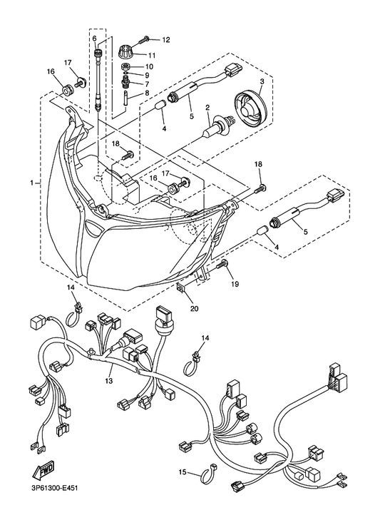 Yamaha 3P6-84359-00 Cord, Headlight — shown on the Headlight parts diagram