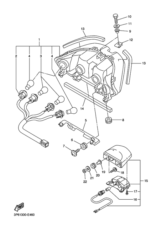 Yamaha 1MC-84710-00 Taillight Unit Assy — shown on the Taillight parts diagram