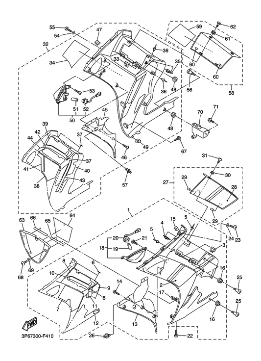 Yamaha 3P6-2847N-00 . Damper 8 — shown on the Cowling 2 parts diagram