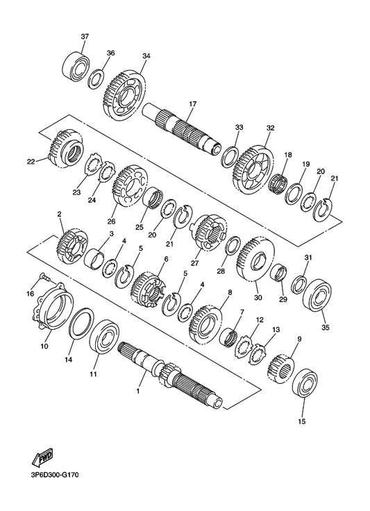 Yamaha 90201-286K9 Washer, Plate — shown on the Transmission parts diagram