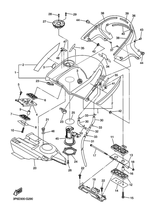 Yamaha 3P6-Y2410-00-04 Fuel Tank Comp. — shown on the Fuel Tank parts diagram