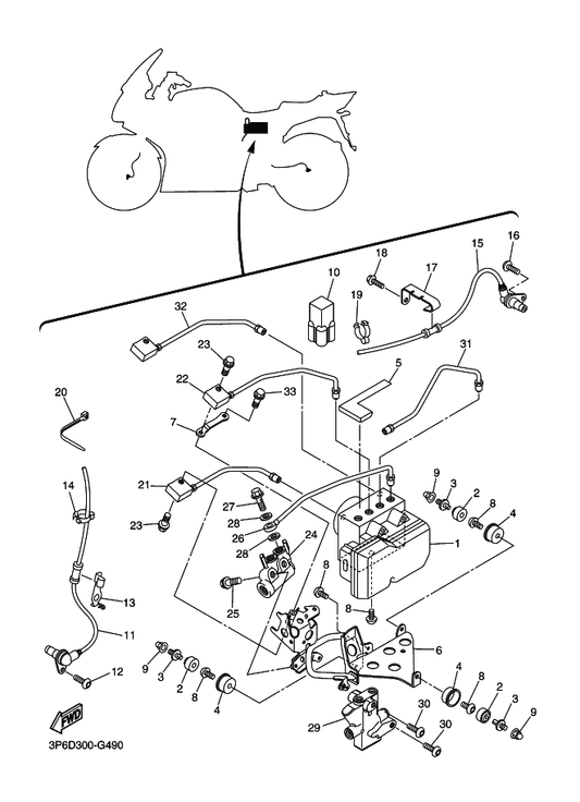 Yamaha 3P6-25882-10 Pipe, Brake 2 — shown on the Electrical 3 parts diagram