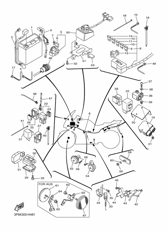 Yamaha 1CY-82590-00 Wire Harness Assy — shown on the Electrical 2 parts diagram