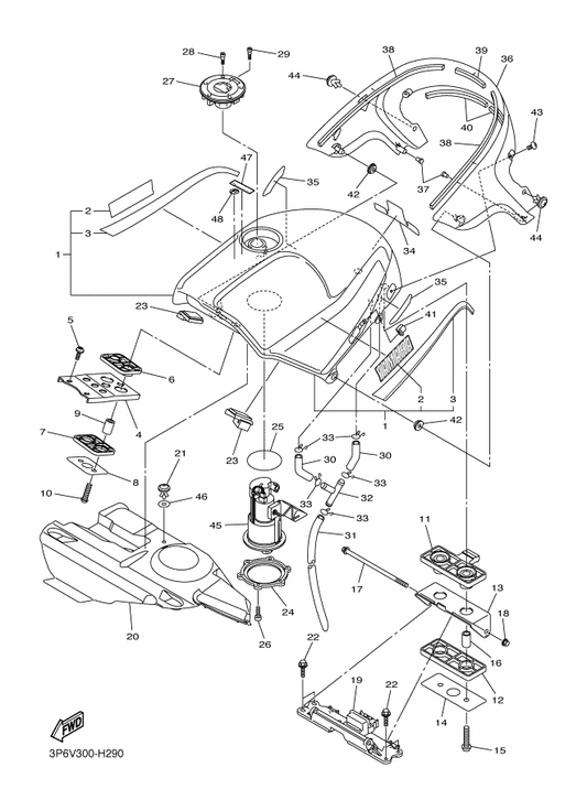 Yamaha 3P6-Y2410-00-06 Fuel Tank Comp. — shown on the Fuel Tank parts diagram