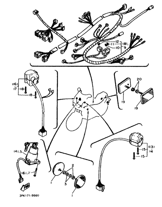 Yamaha 355-85111-01 Reflector, Front 1 — shown on the Alternate (Electrical) parts diagram