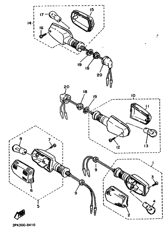 Yamaha 51J-83340-00 Flasher Light Assy 2 — shown on the Flasher Light parts diagram