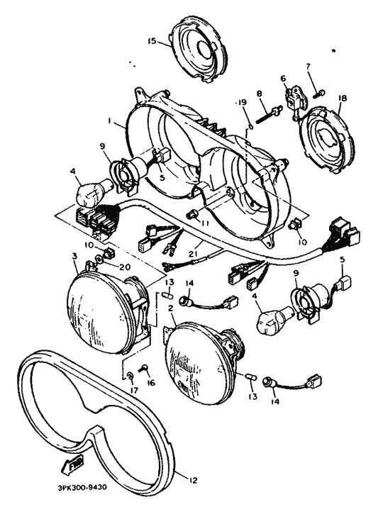 Yamaha 3AJ-8431U-00 . Holder — shown on the Headlight parts diagram