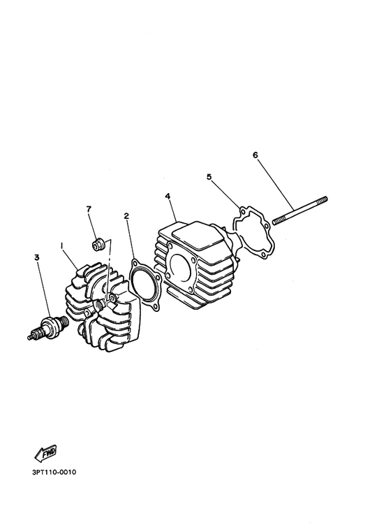 Yamaha 94701-00171 Nippon Denso Spark Plug W14Fpl — shown on the Cylinder parts diagram