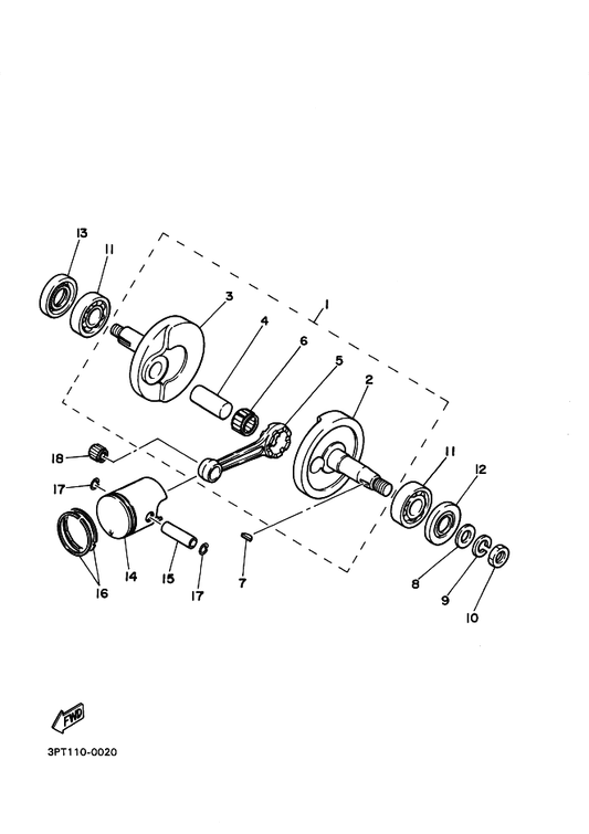 Yamaha 3L5-11422-01 . Crank 2 — shown on the Crankshaft & Piston parts diagram