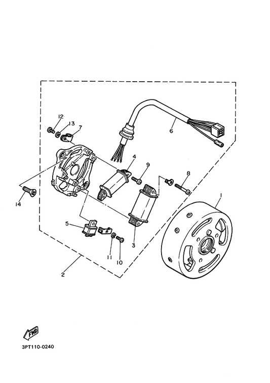 Yamaha 90461-05036 . Clamp — shown on the Generator parts diagram