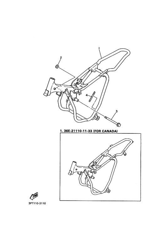 Yamaha 36E-21110-11-33 Frame Comp (For Canada) — shown on the Frame parts diagram