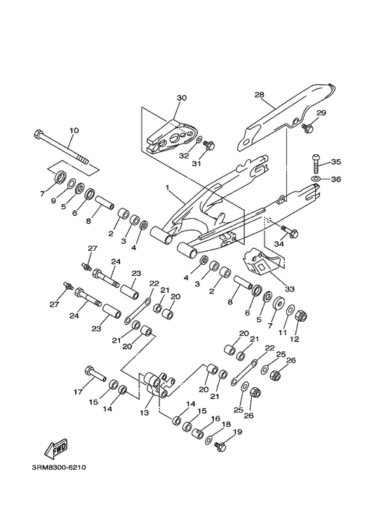 Yamaha 92017-06060 Bolt, Button Head — shown on the Rear Arm parts diagram