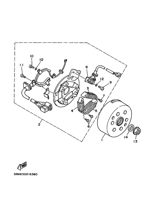 Yamaha 98517-04016 . Screw, Pan Head — shown on the Generator parts diagram