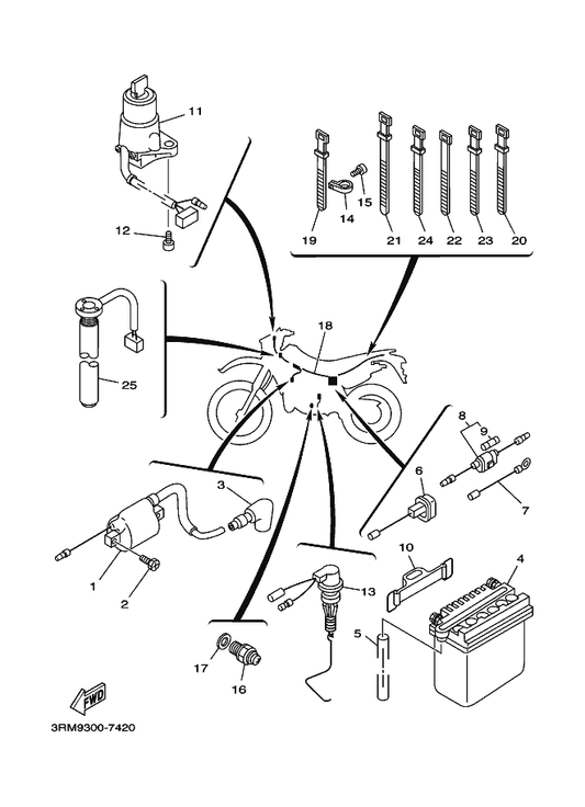 Yamaha 296-82543-00 . Gasket — shown on the Electrical 1 parts diagram
