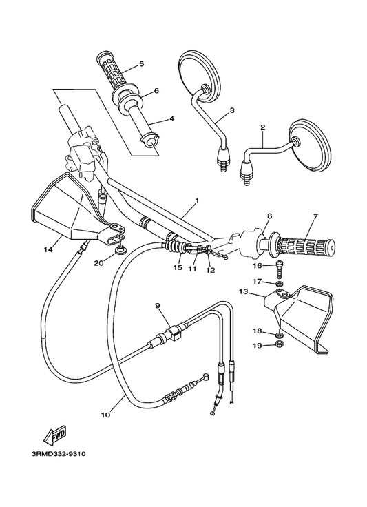 Yamaha 3BN-26335-00 Cable, Clutch — shown on the Steering Handle & Cable parts diagram