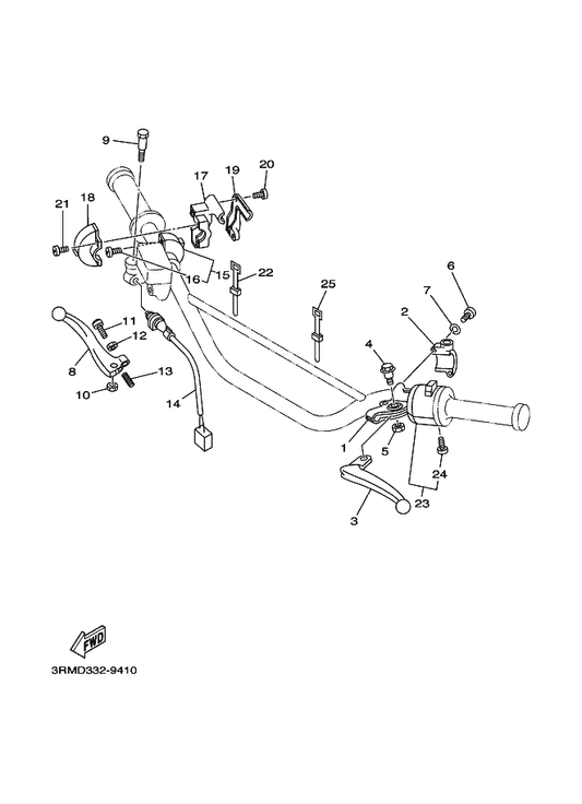 Yamaha 322-26282-00 Cap, Grip Lower — shown on the Handle Switch & Lever parts diagram
