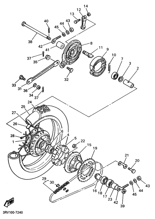 Yamaha 109-25315-00 Flange, Spacer — shown on the Rear Wheel parts diagram