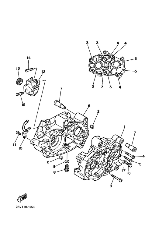 Yamaha 90480-21436 Grommet — shown on the Crankcase parts diagram