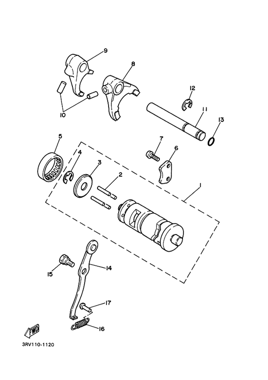 Yamaha 296-18561-00 . Plate, Side 1 — shown on the Shift Cam & Fork parts diagram