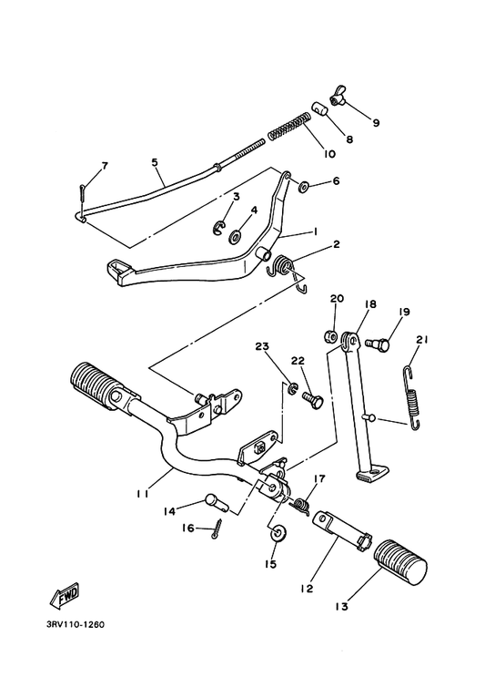 Yamaha 21W-27411-01-33 Footrest 1 — shown on the Stand & Footrest parts diagram