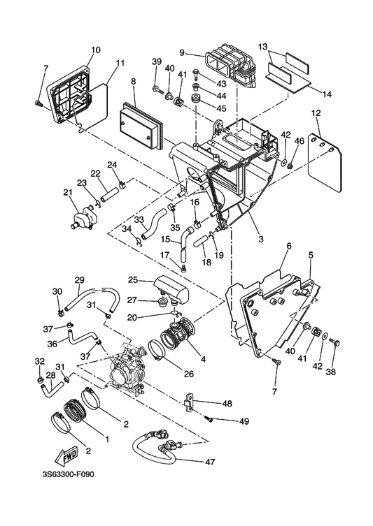 Yamaha 90467-17801 Clip — shown on the Intake parts diagram