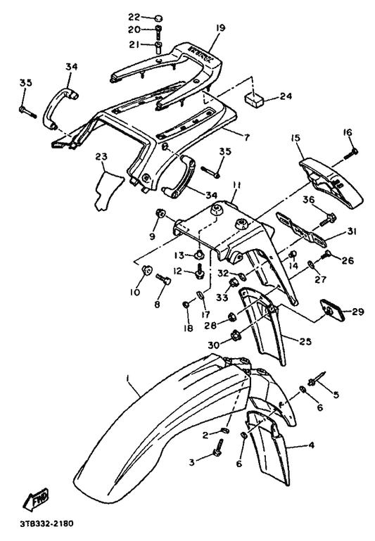 Yamaha 92990-03200 Washer, Plain — shown on the Fender parts diagram