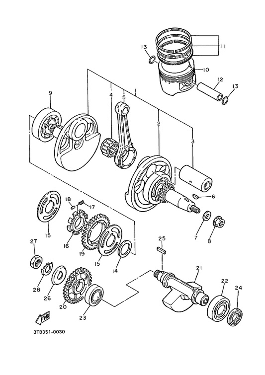 Yamaha 1VJ-11681-00 . Pin, Crank 1 — shown on the Crankshaft & Piston parts diagram